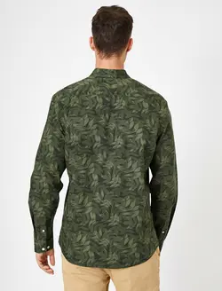 پیراهن آستین بلند طرح برگ یقه برگردان مردانه کوتون