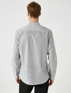 پیراهن آستین بلند یقه برگردان بدون جیب مردانه کوتون