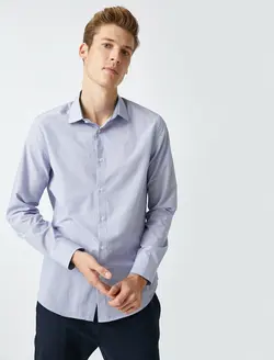 پیراهن آستین بلند بدون جیب یقه برگردان مردانه کوتون