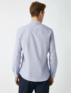 پیراهن آستین بلند بدون جیب یقه برگردان مردانه کوتون