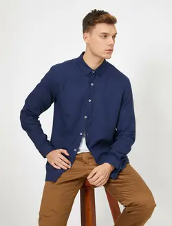 پیراهن آستین بلند بدون جیب مردانه کوتون