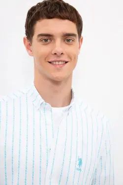 پیراهن آستین بلند نخی راه راه مردانه