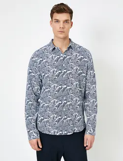 پیراهن نخی طرح دار مردانه کوتون