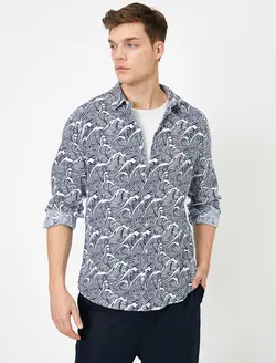 پیراهن نخی طرح دار مردانه کوتون