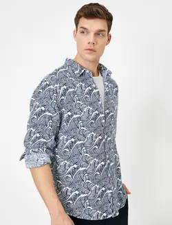 پیراهن نخی طرح دار مردانه کوتون