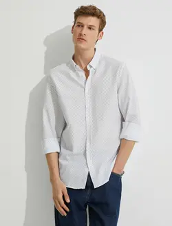 پیراهن آستین بلند طرح دار مردانه کوتون