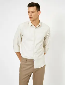 پیراهن آستین بلند نخی مردانه کوتون