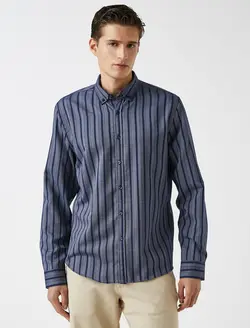 پیراهن راه راه یقه برگردان مردانه کوتون