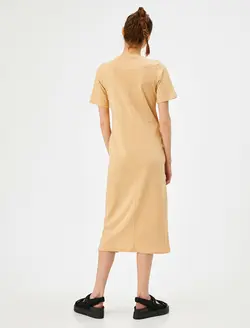 پیراهن میدی چاک دار نخی زنانه کوتون