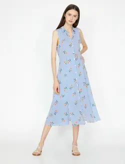 پیراهن میدی یقه برگردان زنانه