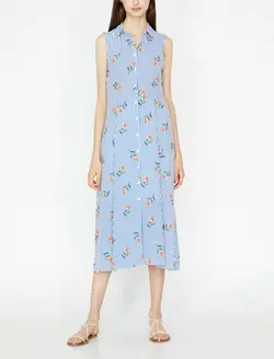 پیراهن میدی یقه برگردان زنانه