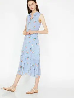 پیراهن میدی یقه برگردان زنانه