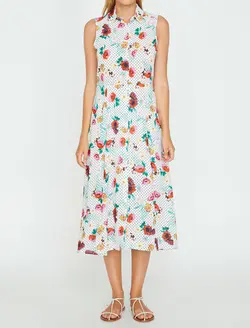 پیراهن میدی یقه برگردان زنانه