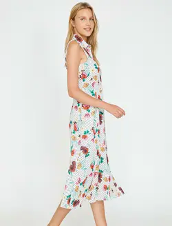 پیراهن میدی یقه برگردان زنانه