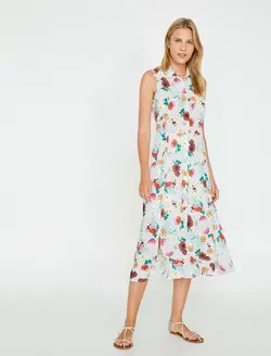 پیراهن میدی یقه برگردان زنانه