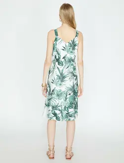 پیراهن میدی طرح دار یقه هفت زنانه کوتون