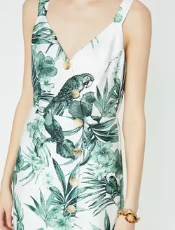 پیراهن میدی طرح دار یقه هفت زنانه کوتون