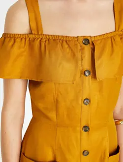 پیراهن میدی یقه باز جلو دکمه دار زنانه کوتون