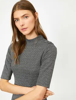 پیراهن میدی یقه ایستاده زنانه کوتون