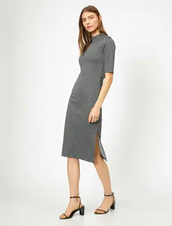 پیراهن میدی یقه ایستاده زنانه کوتون