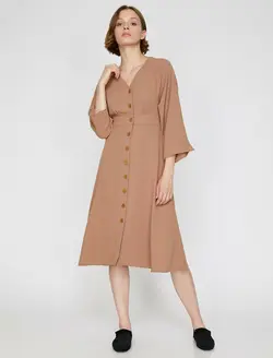 پیراهن میدی یقه هفت زنانه کوتون