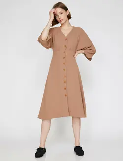 پیراهن میدی یقه هفت زنانه کوتون