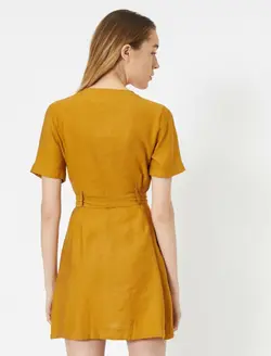 پیراهن کوتاه یقه هفت جلو دکمه دار زنانه کوتون