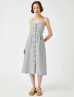 پیراهن میدی جلو دکمه دار زنانه کوتون