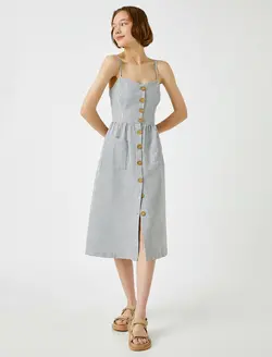 پیراهن میدی جلو دکمه دار زنانه کوتون