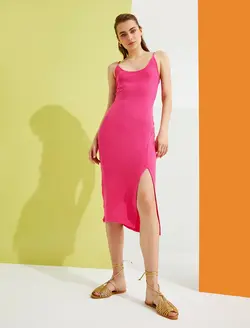 پیراهن میدی ساده چاک دار زنانه کوتون