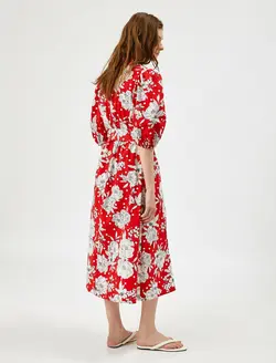 پیراهن میدی گل دار زنانه