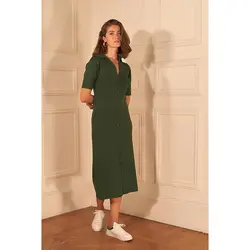 پیراهن میدی جلو دکمه دار زنانه آدل