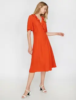 پیراهن میدی یقه هفت زنانه کوتون