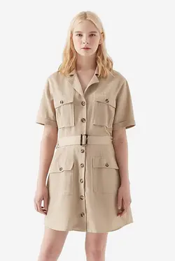 پیراهن کوتاه چهار جیب دکمه دار زنانه