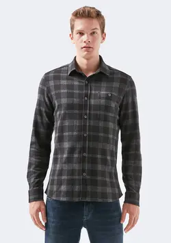 پیراهن آستین بلند چهارخانه مردانه