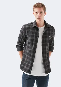 پیراهن آستین بلند چهارخانه مردانه