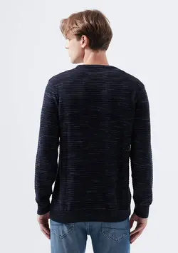 پلیور یقه گرد مردانه ماوی