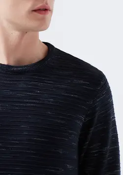 پلیور یقه گرد مردانه ماوی