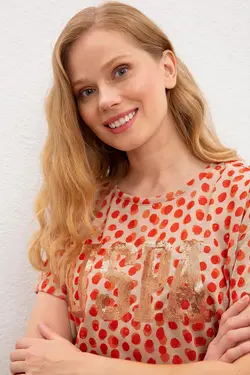 تی شرت نوشته دار پولک دوزی زنانه یو اس پولو