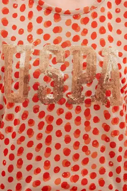 تی شرت نوشته دار پولک دوزی زنانه یو اس پولو