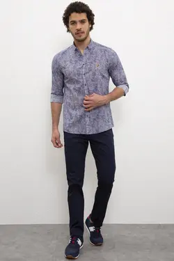 پیراهن نخی جذب مردانه یو اس پولو