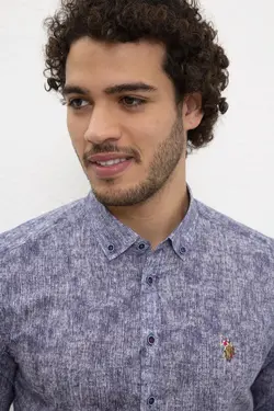 پیراهن نخی جذب مردانه یو اس پولو