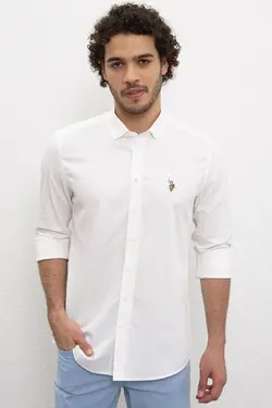 پیراهن نخی جذب مردانه یو اس پولو