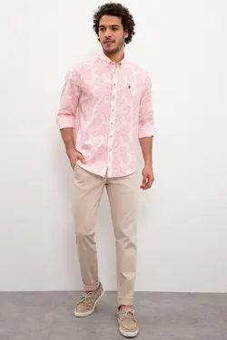 پیراهن نخی جذب مردانه یو اس پولو