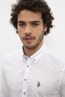 پیراهن نخی آستین بلند مردانه یو اس پولو