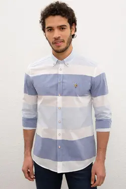 پیراهن آستین بلند راه راه مردانه یو اس پولو