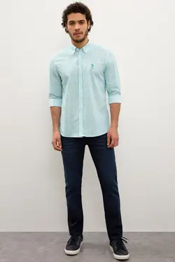 پیراهن آستین بلند طرح دار مردانه یو اس پولو