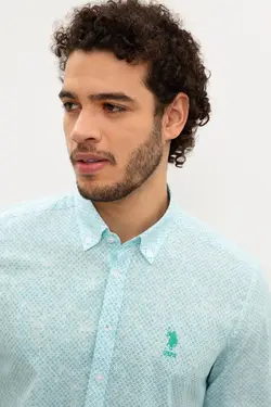 پیراهن آستین بلند طرح دار مردانه یو اس پولو