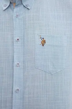 پیراهن نخی ساده مردانه یو اس پولو