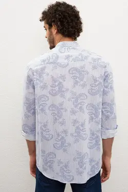 پیراهن نخی یقه ایستاده مردانه یو اس پولو